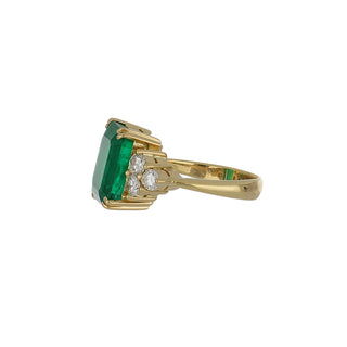 Vintage/Estate 18K Gold Emerald Cocktail Ring with Diamonds