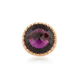 Estate Crivelli 18K Rose Gold Checkerboard Amethyst Ring with Colored Diamonds and Sapphires