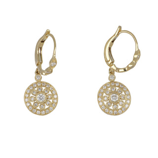 Estate 18K Gold Diamond Drop Earrings