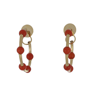 Vintage/Estate 18K Gold Corals Hoop Earrings