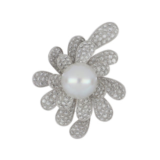 Tenenbaum Workshop 18K White Gold South Sea Pearl Cocktail Ring with Diamonds