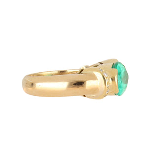 Vintage/Estate 18K Gold Emerald Cocktail Ring with Diamonds