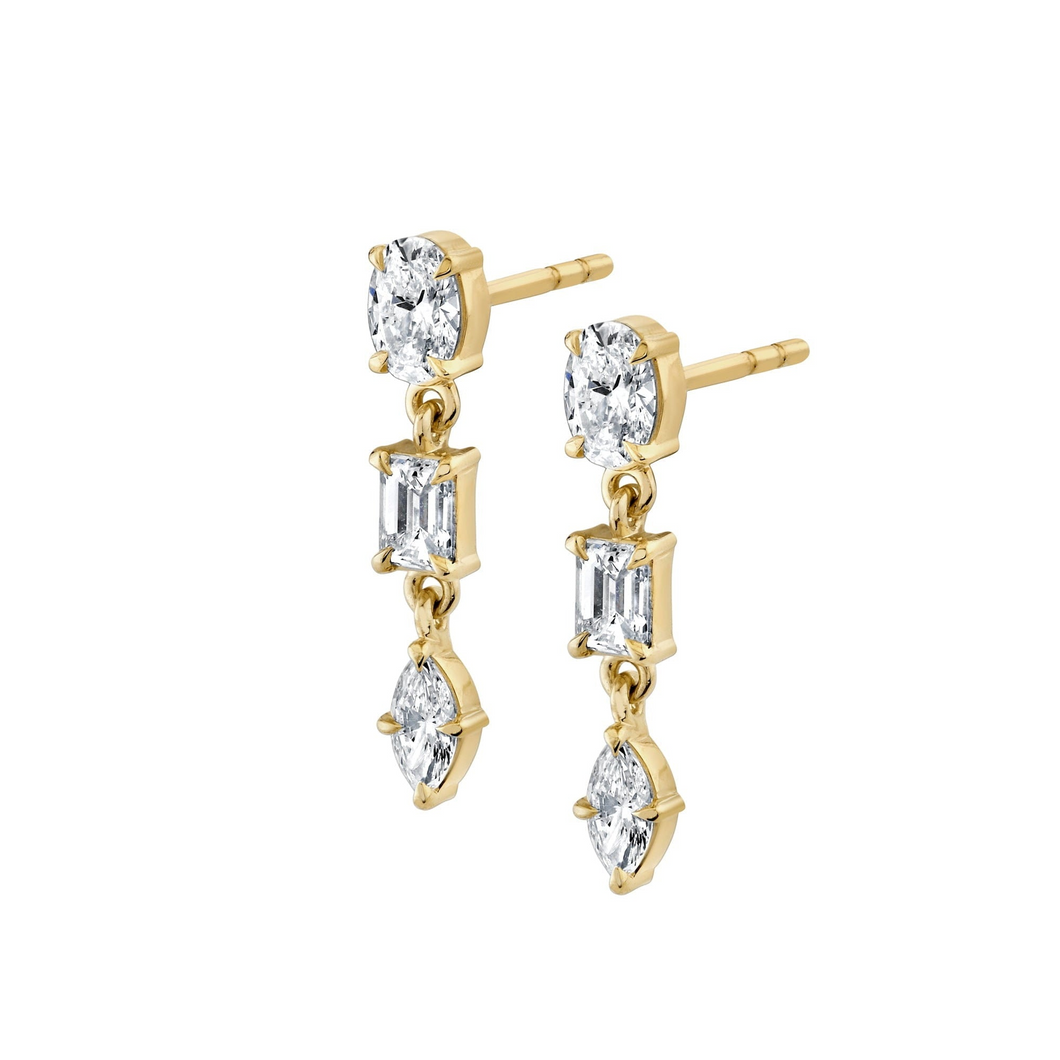 Michael M 18K Gold Various Shapes Cut Diamond Drop Earrings