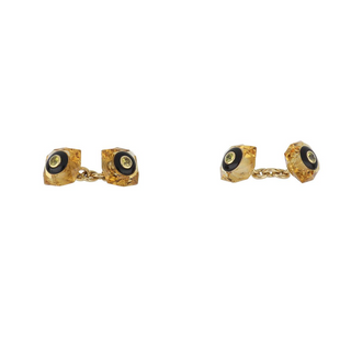 Trianon 18K Gold Citrines Dress Set with Onyxes