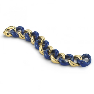 Seaman Schepps 18K Gold Lapis Link Bracelet