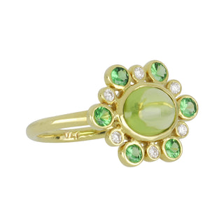 Mazza 14K Gold Peridot Ring with Tsavorites and Diamonds