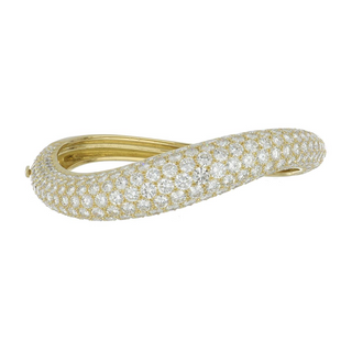 Vintage 18K Gold Diamonds Bangle Bracelet