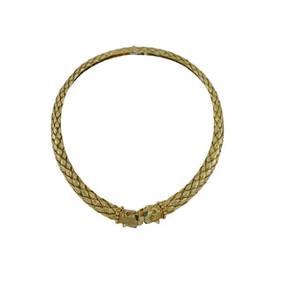 David Webb 18K Gold Emeralds Choker Necklace