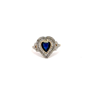 Belle Époque Heart Shape Sapphire Target Ring with Diamonds