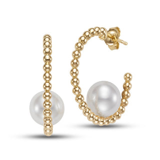 Mastoloni 14K Gold Freshwater Pearl Hoop Earrings