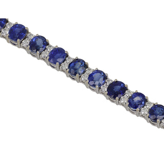 Vintage/Estate 18K White Gold Sapphires Line Bracelet with Diamonds