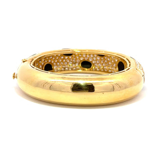 Estate 18K Gold Diamond Bangle Bracelet with Onyx