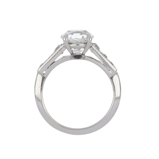 Art Deco Signed GIA 2.26 Carat Old Mine-Cut Diamond Solitaire with Side Stones Engagement Ring