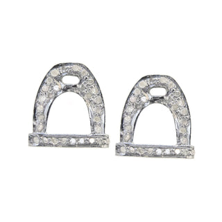 Vincent Peach Sterling Silver Diamond Stirrup Stud Earrings