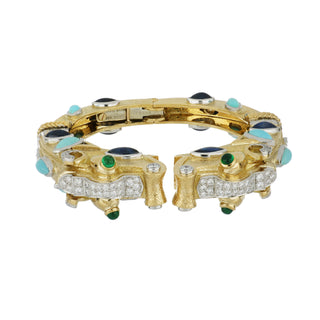 David Webb Yellow G&PT Diamond Cuff Bracelet with Sapphire