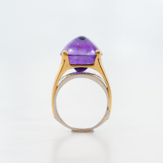 Estate 18K Gold Amethyst Ring with Diamonds