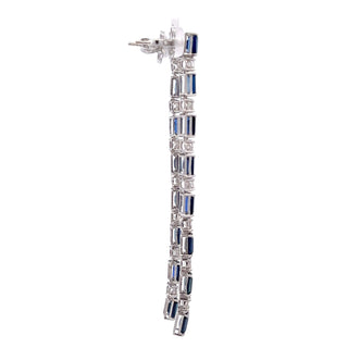 Maharaja 18K White Gold Diamonds Multi Drop Earrings with Sapphires