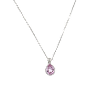 Tenenbaum Collection 18K White Gold Pear Shape Pink Sapphire Pendant Necklace