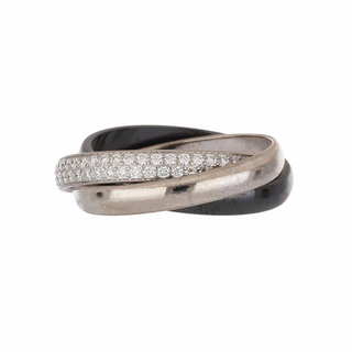 Modern Cartier Tri-Color 18K Gold Round Brilliant-Cut Diamonds Eternity Band