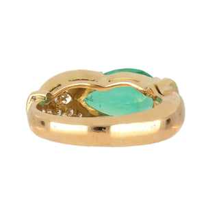 Vintage/Estate 18K Gold Emerald Cocktail Ring with Diamonds