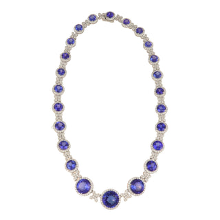 Tenenbaum Collection 18K White Gold Tanzanite and Diamond Necklace