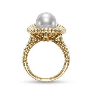 Mastoloni 18K Gold Freshwater Pearl Cocktail Ring with Diamond