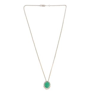 Tenenbaum Workshop White 14K Gold Emerald Pendant Necklace with Diamonds