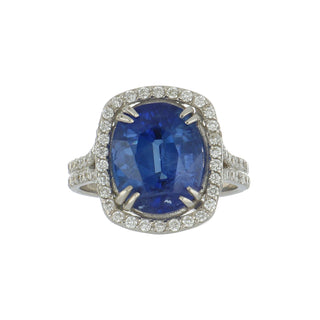 Vintage/Estate Platinum Sapphire Cluster/Halo Ring with Diamonds