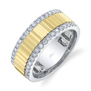 Shy Creation Two-Tone 14K Gold Round Brilliant-Cut Diamond Half Band