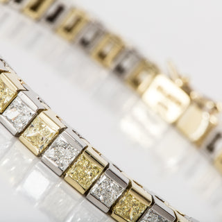 Estate Gold & Platinum Diamond Line Bracelet