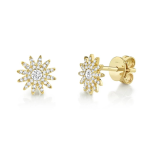 Shy Creation 14K Gold Diamond Stud Earrings