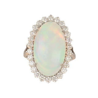 Tenenbaum Collection 18K Gold Opal Ring with Diamond Halo