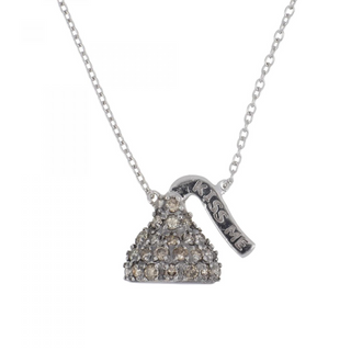 Estate 18K White Gold Chocolate Diamond Hershey Kiss Pendant Necklace