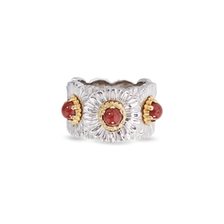 Buccellati Sterling Silver Daisy Eternelle Band in Red Jasper