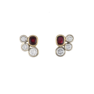 Tenenbaum Workshop Two-Tone 18K Gold Rubies Stud Earrings with Diamonds