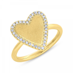 Shy Creation 14K Gold Heart Ring with Diamond Border