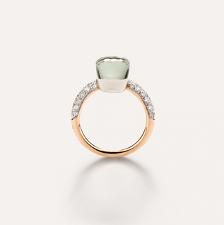 Pomellato Two-Tone 18K Gold Prasiolite Nudo Petit Ring with Diamonds