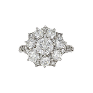 Vintage/Estate Platinum Diamond Cluster Ring with Diamonds