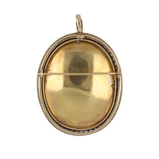 Victorian 18K Gold & Silver Painted Plaque Pin/Pendant with Diamonds