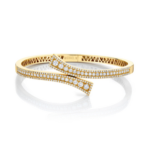 Michael M Yellow 14K Gold Round Cut Diamond Cuff Bracelet