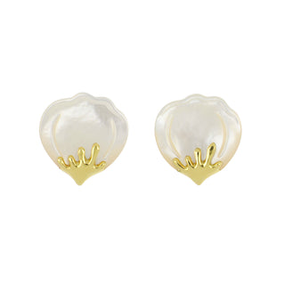 1980s Angela Cummings for Tiffany & Co. 18K Gold Mother of Pearl Petal Earrings