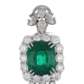 Tenenbaum Collection White Platinum Emeralds Drop Earrings with Diamonds