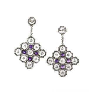 Vintage/Estate White G&S Diamond Drop Earrings with Amethysts