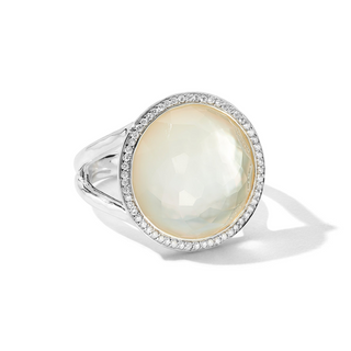 Ippolita Sterling Silver Mother Of Pearl Cluster/Halo Ring with Diamond