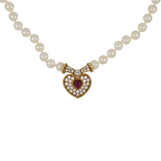 Fred-Paris 18K Gold Akoya Pearl Single Strand with Diamonds