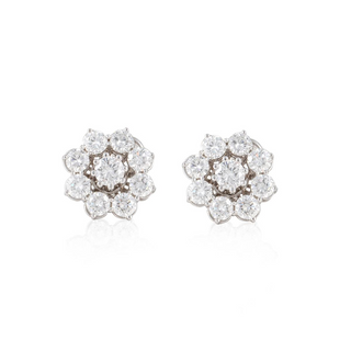 Vintage/Estate 18K White Gold Diamonds Stud Earrings