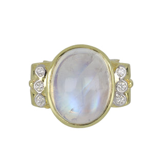 Mazza Two-Tone 14K Gold Moonstone Cocktail Ring with Diamonds