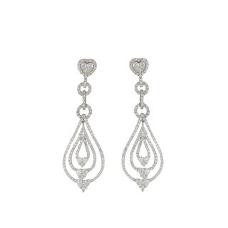 Vintage/Estate 18K White Gold Diamonds Drop Earrings