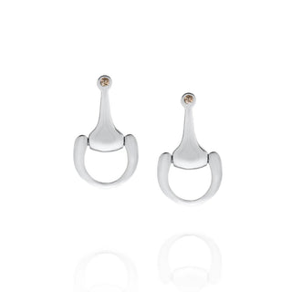 Vincent Peach Sterling Silver Equestrian Bit Drop Earrings with Diamonds