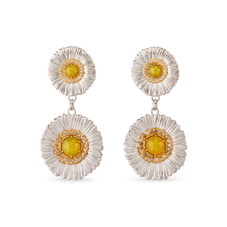 Buccellati Two-Tone Sterling Silver Agates Drop Earrings with Diamonds